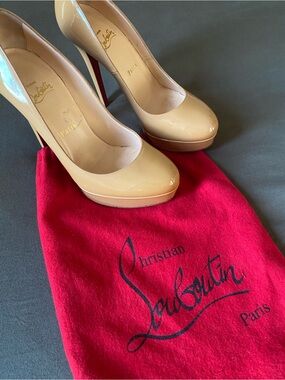 Christian Louboutin Bianca Patent Platform Pumps with Red Sole